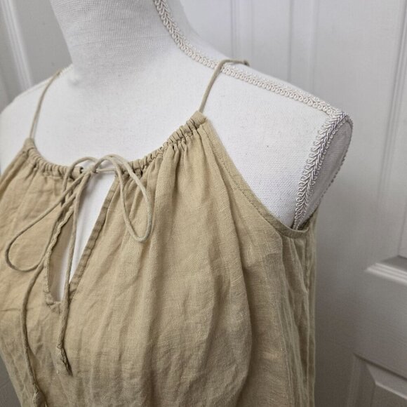 J. Crew Mini Dress Womens Small Halter Sleeveless Tan Linen Drop Waist Coastal - Picture 11 of 13